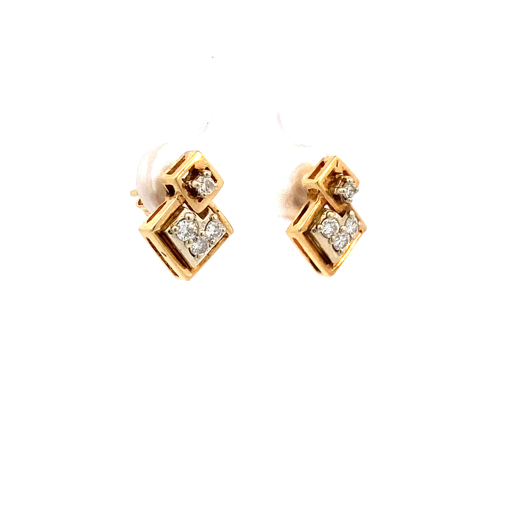 14K Yellow Gold Geometric Diamond Earrings D.20ctw