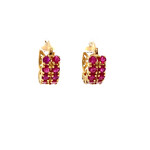 14K Yellow Gold Ruby Hoops