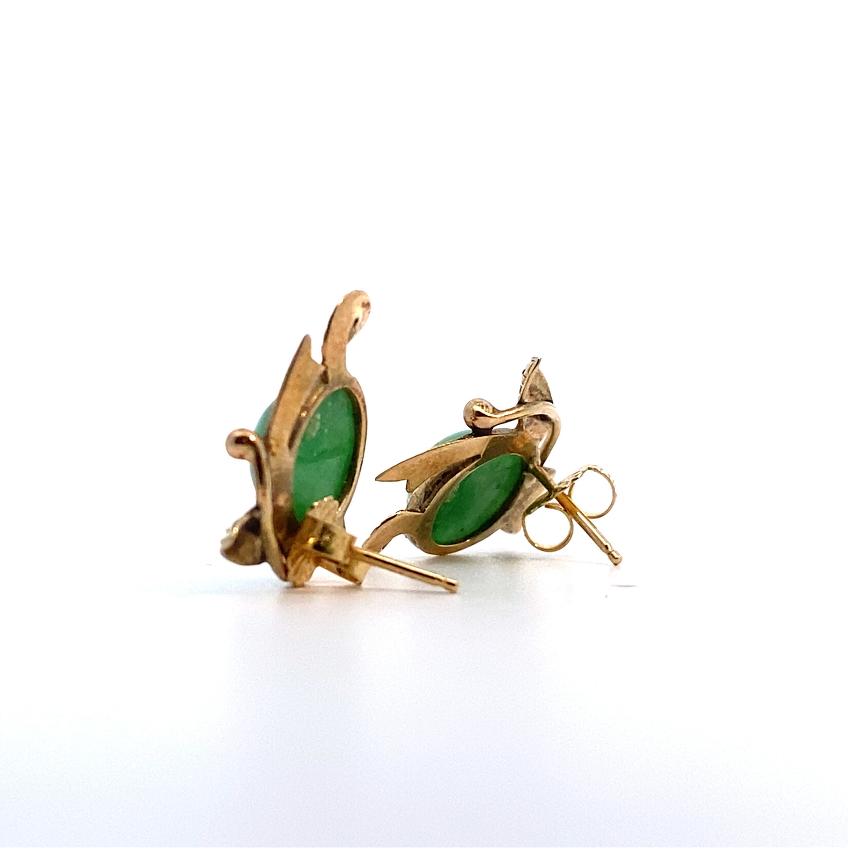 14K Yellow Gold Jade Earrings