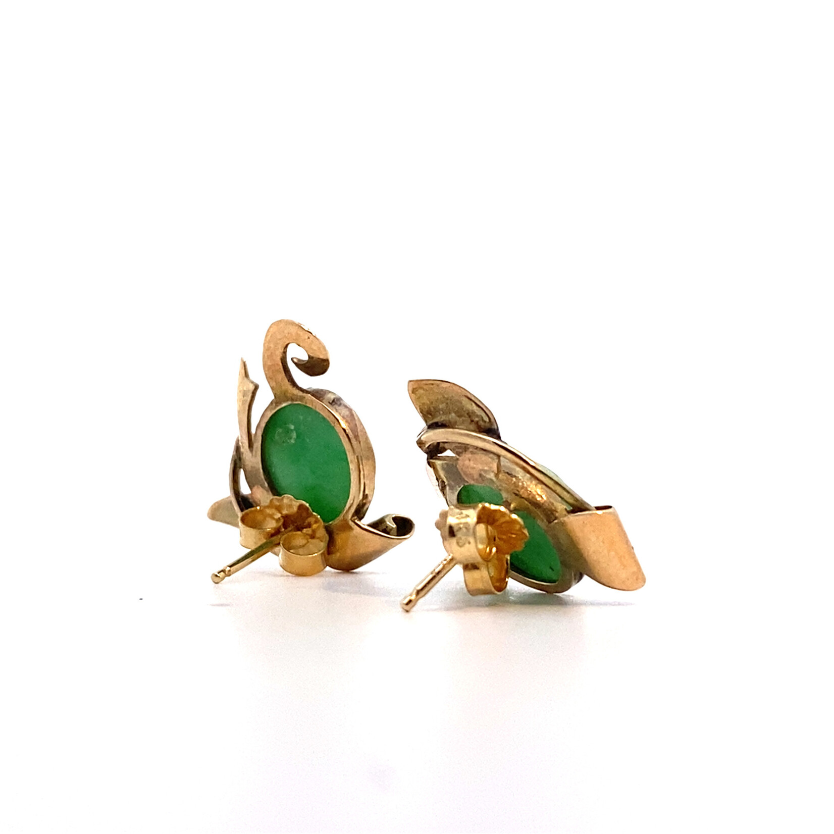 14K Yellow Gold Jade Earrings