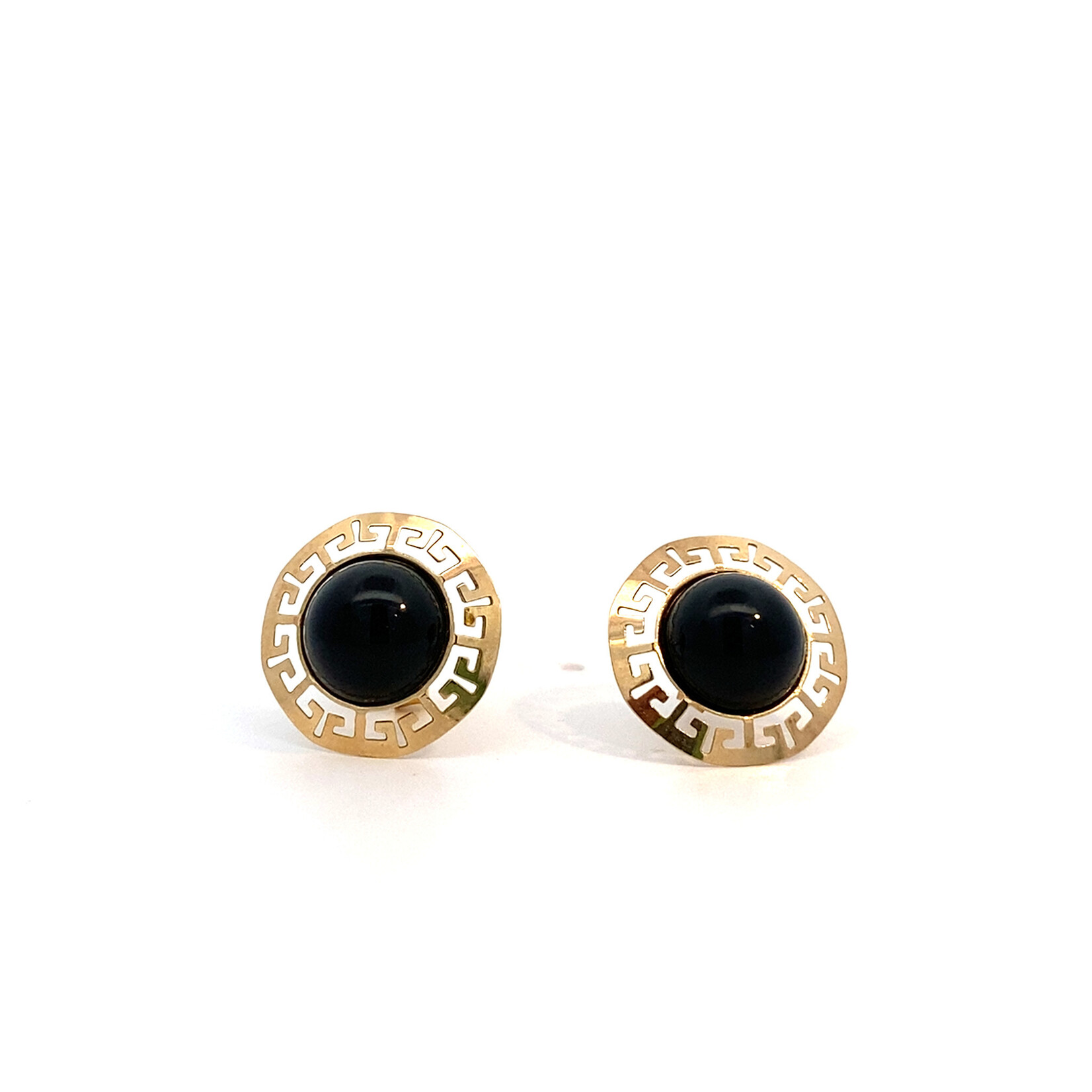 14K Yellow Gold Onyx Earrings