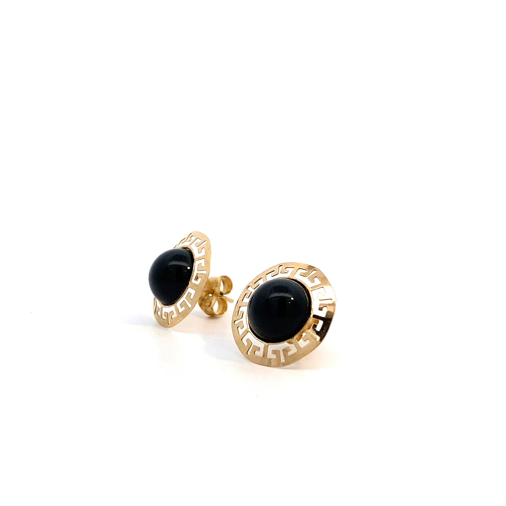14K Yellow Gold Onyx Earrings