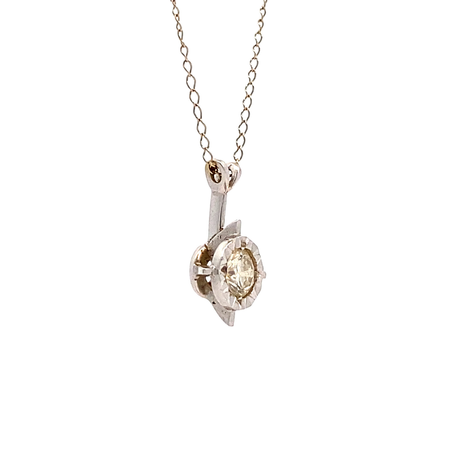 14K White Gold 15.5" Diamond Pendant D.25ct