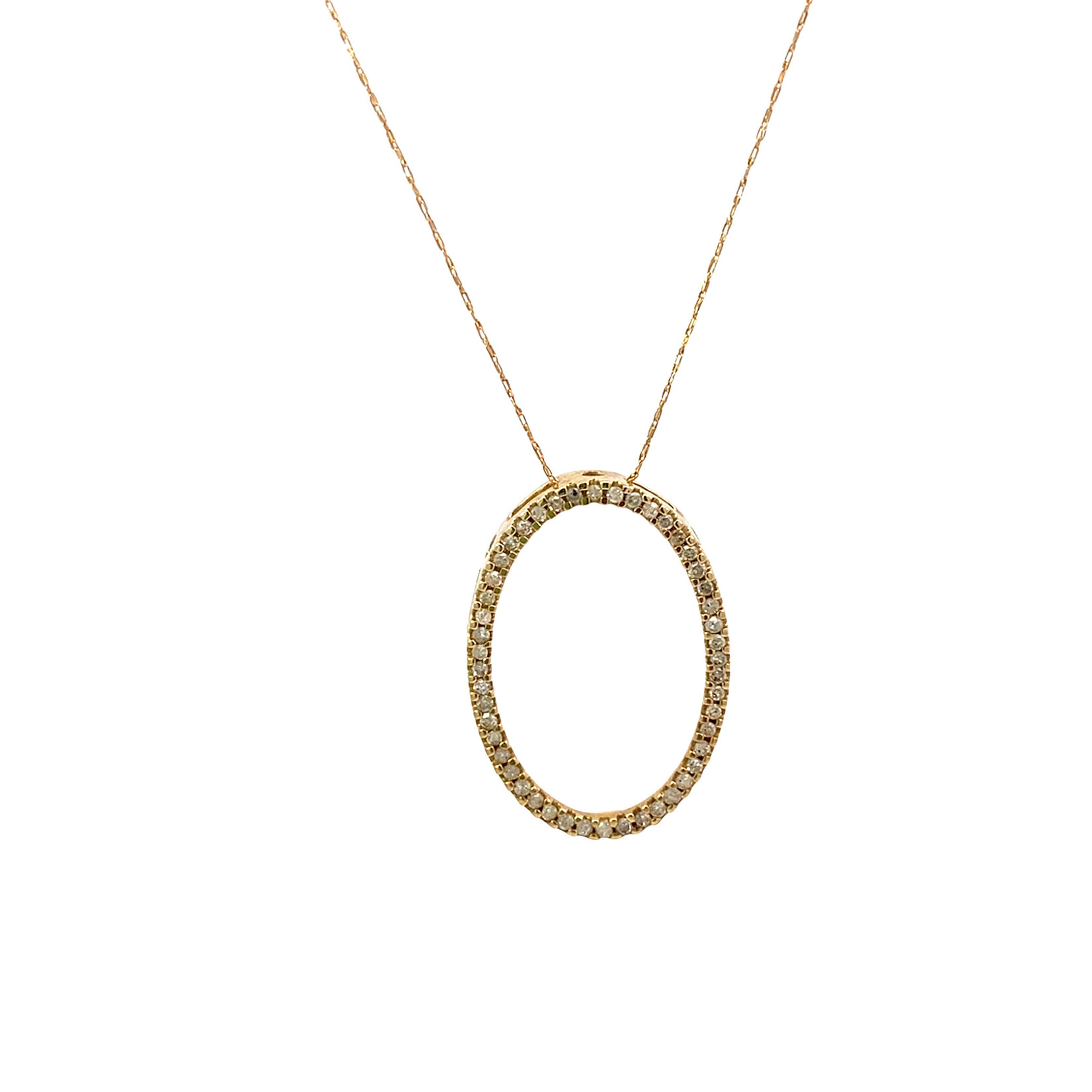 10K Yellow Gold Oval Diamond Pendant on 20" Chain D.10ctw