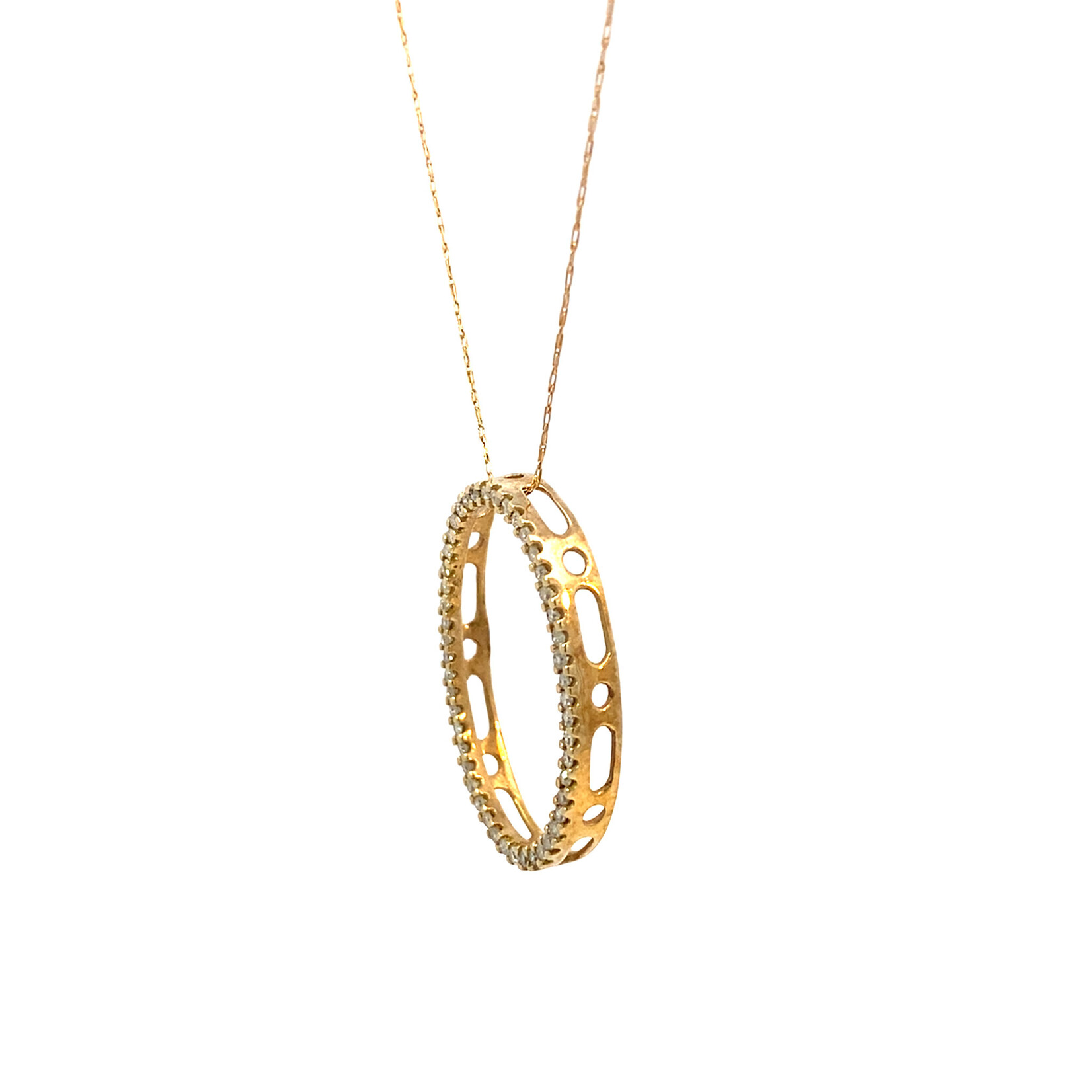 10K Yellow Gold Oval Diamond Pendant on 20" Chain D.10ctw