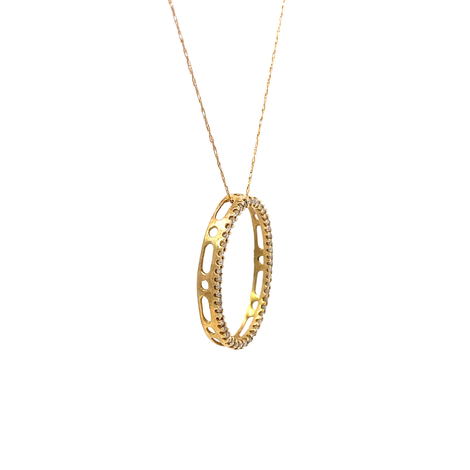 10K Yellow Gold Oval Diamond Pendant on 20" Chain D.10ctw
