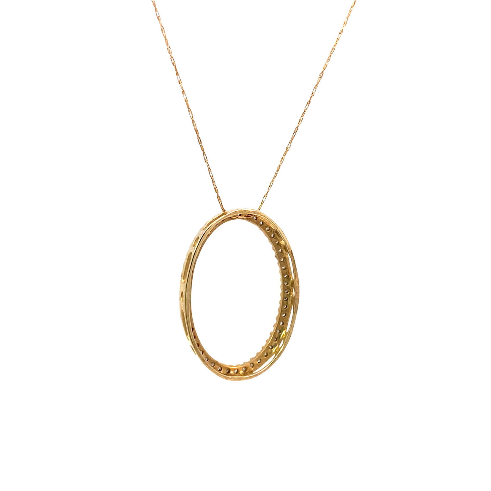 10K Yellow Gold Oval Diamond Pendant on 20" Chain D.10ctw