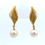 18K Yellow Gold Akoya Pearl Dangles