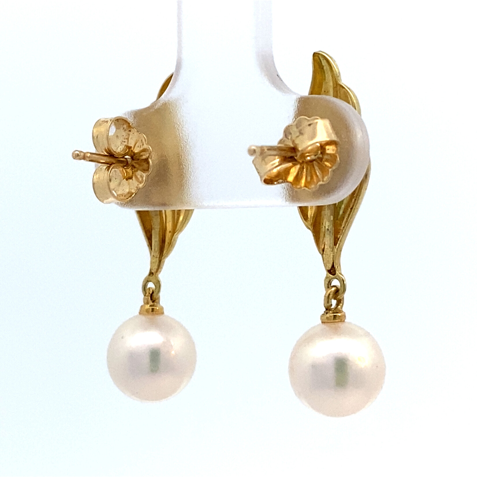 18K Yellow Gold Akoya Pearl Dangles