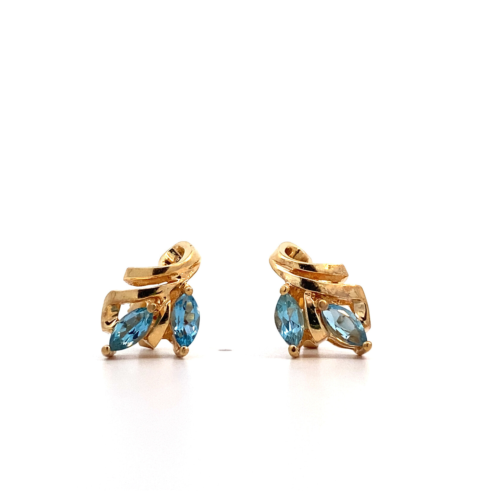 14K Yellow Gold Blue Topaz Earrings