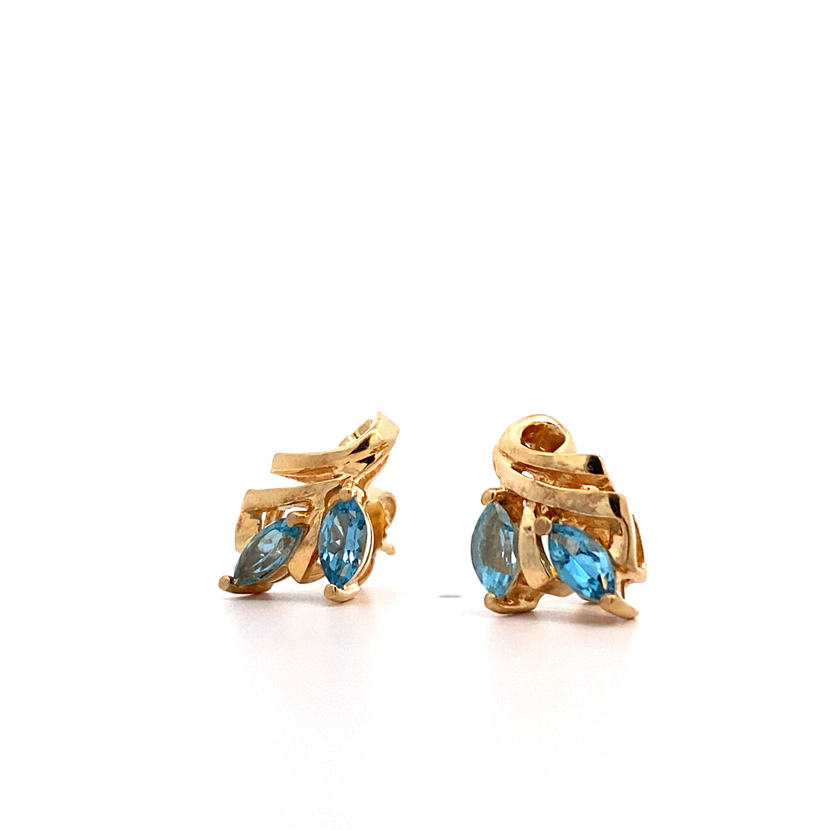 14K Yellow Gold Blue Topaz Earrings