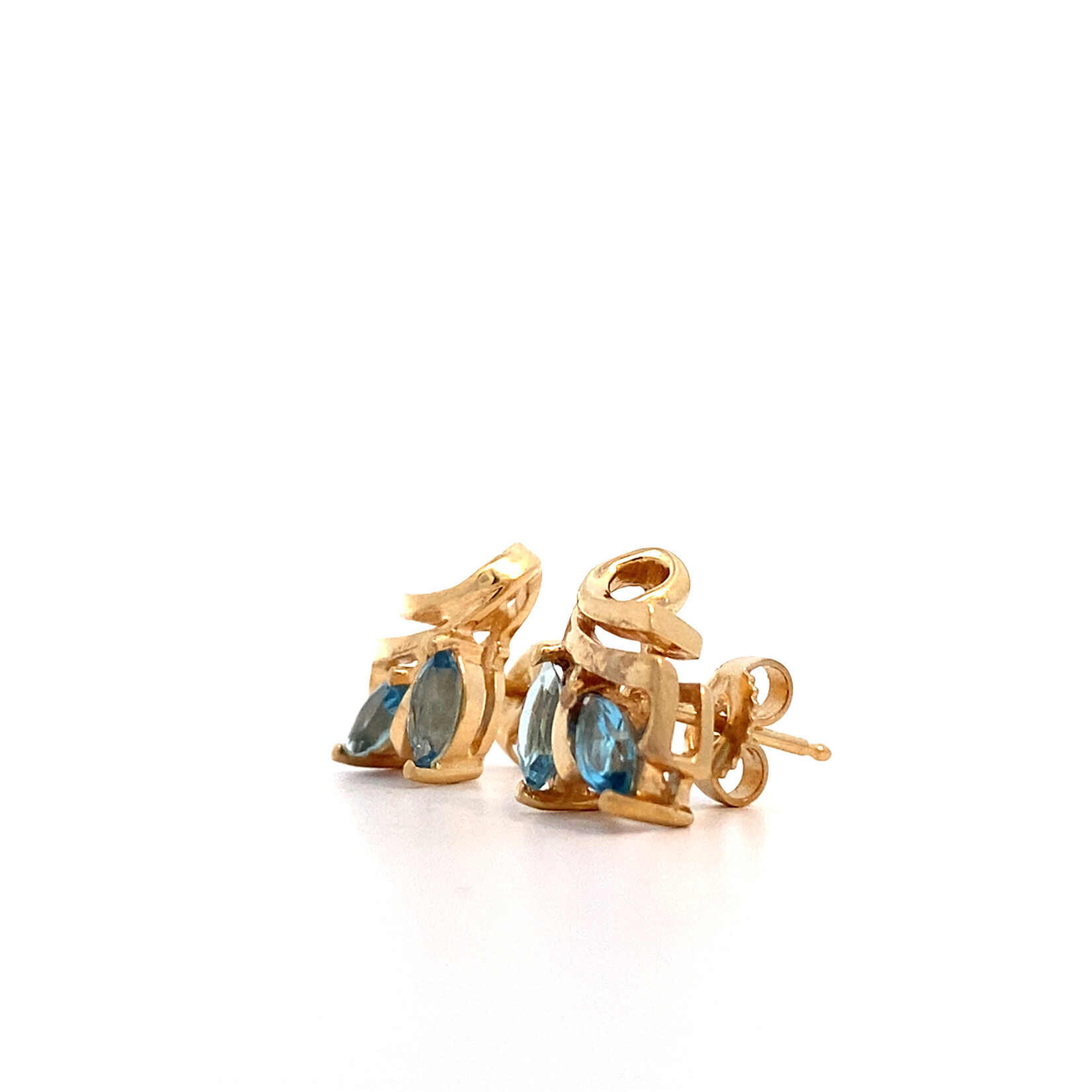 14K Yellow Gold Blue Topaz Earrings