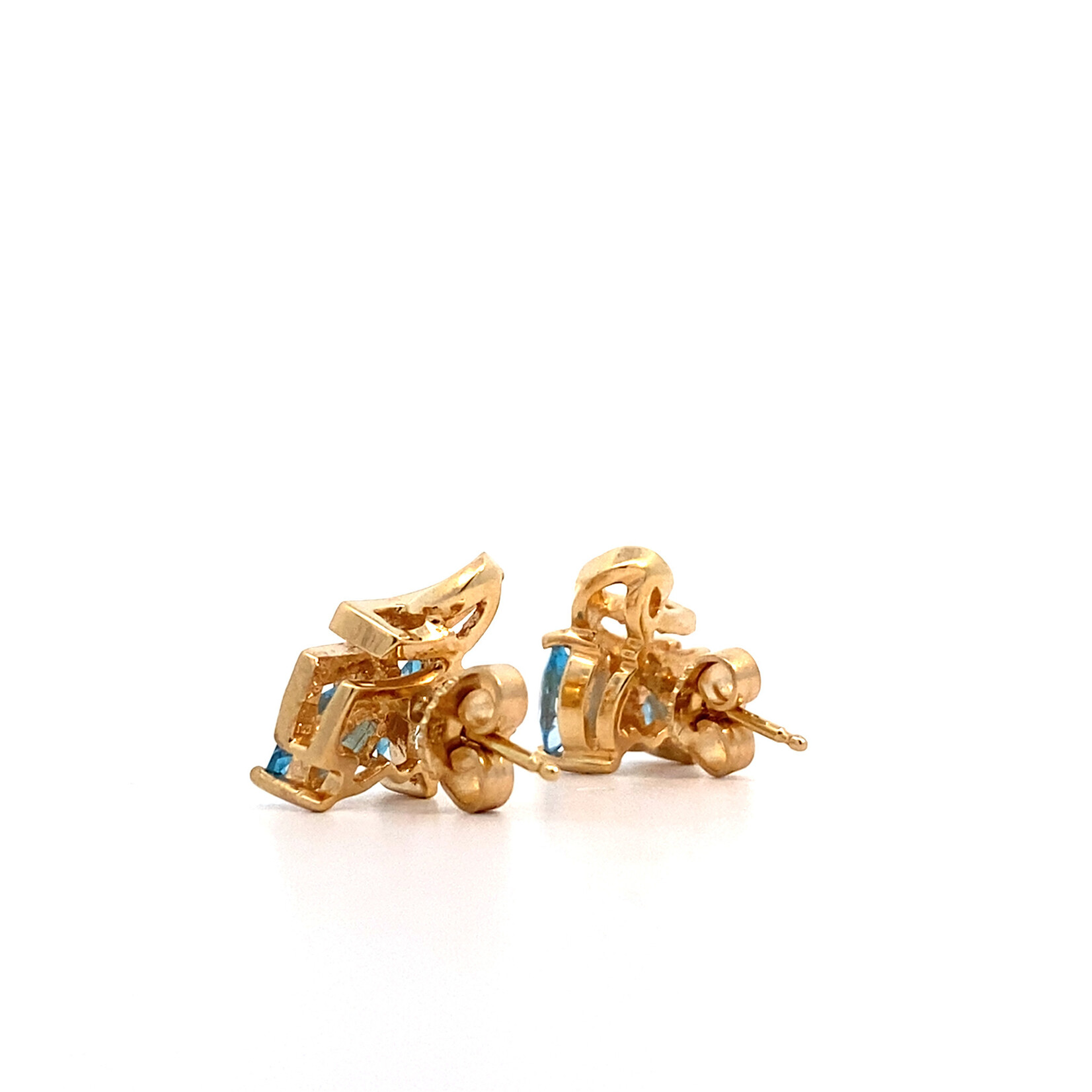 14K Yellow Gold Blue Topaz Earrings