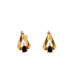 14K Yellow Gold Sapphire & Diamond Earrings