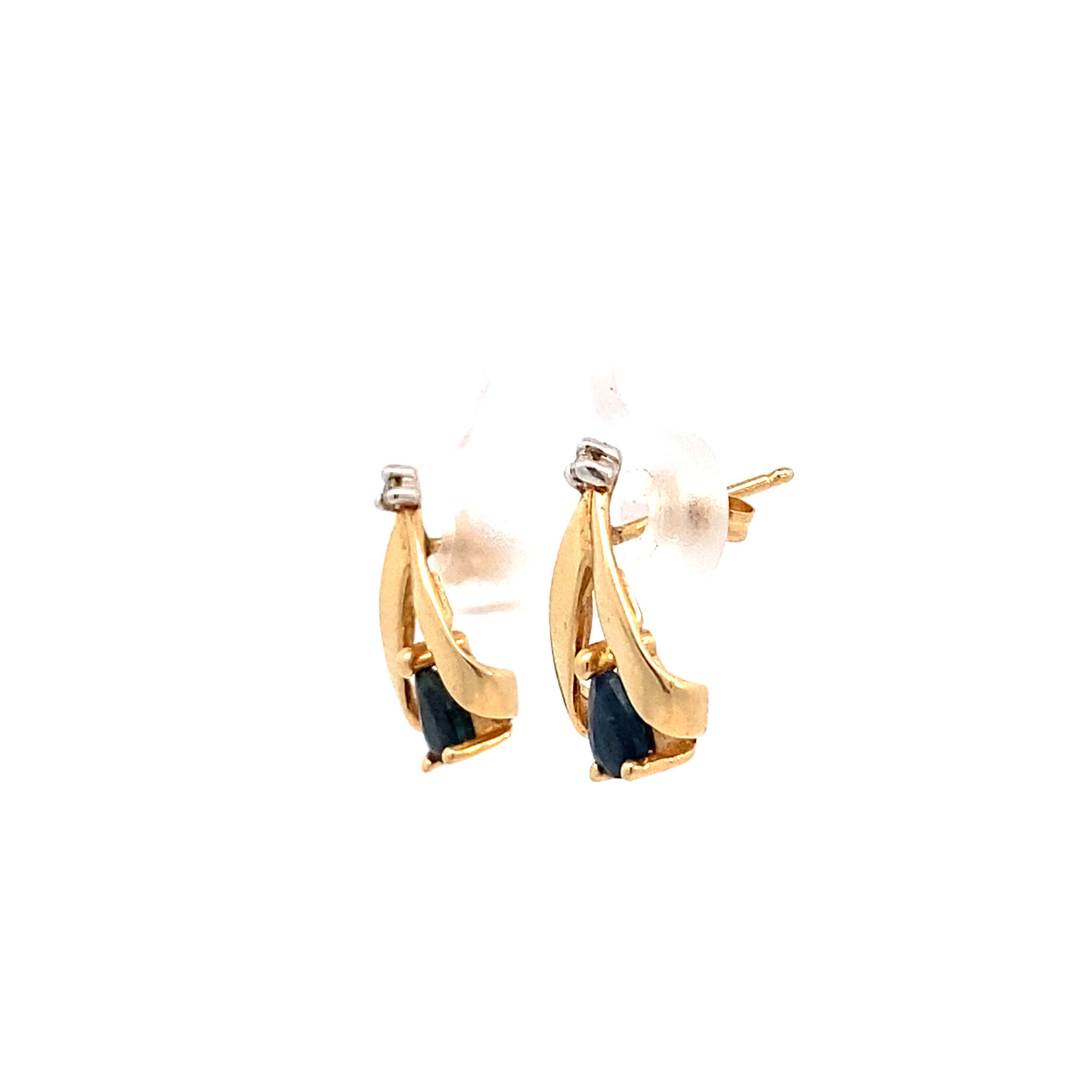 14K Yellow Gold Sapphire & Diamond Earrings
