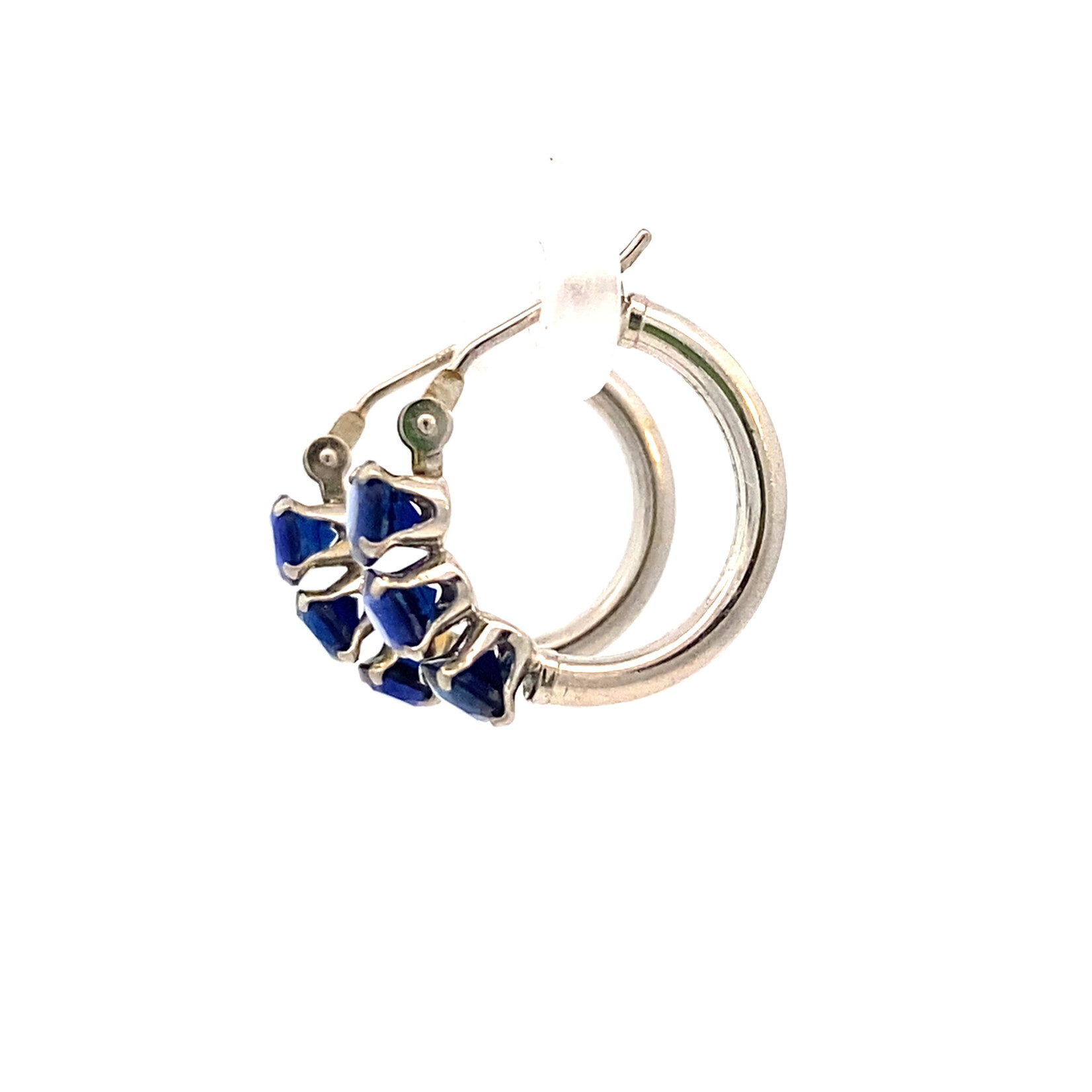 10K White Gold Blue Stone Earrings