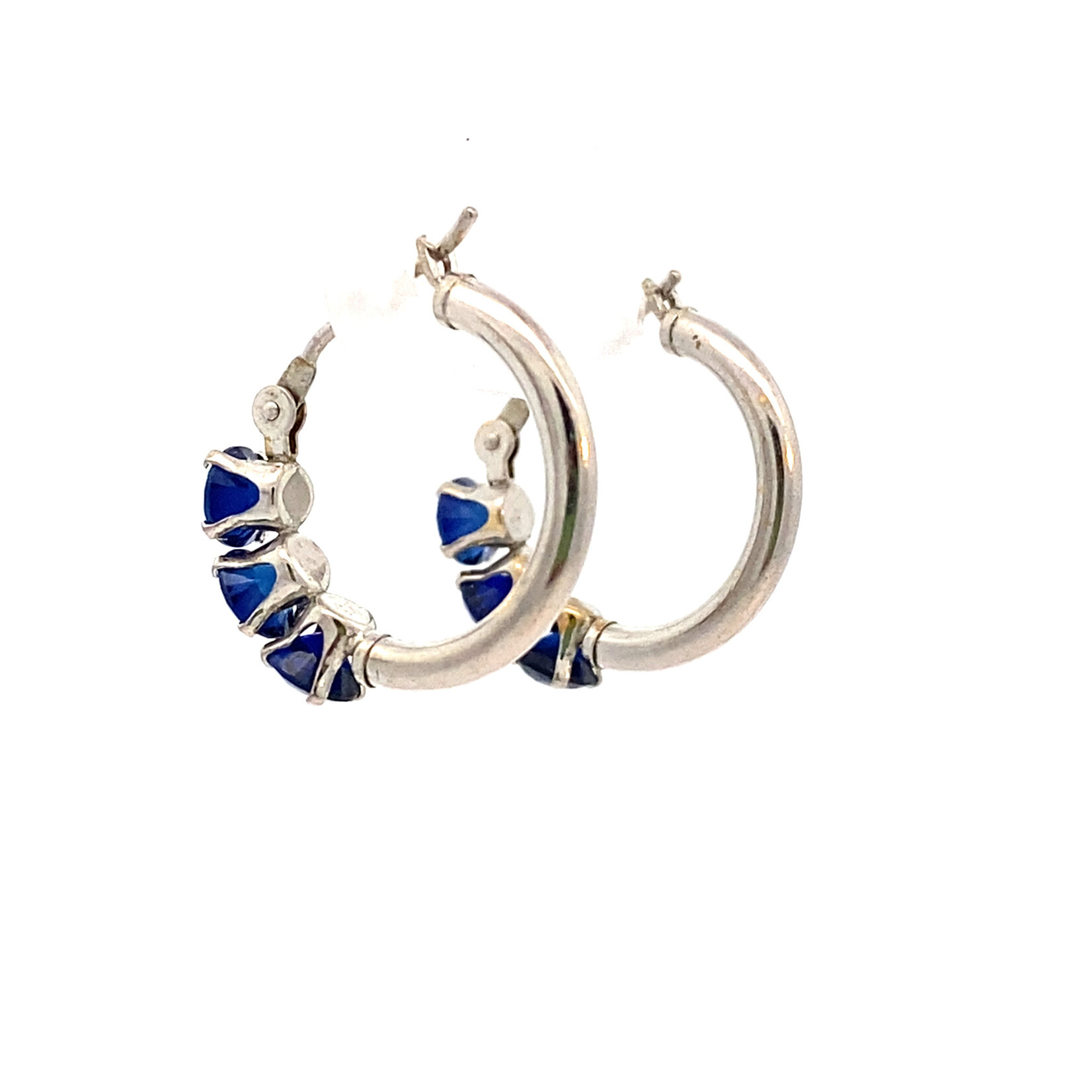 10K White Gold Blue Stone Earrings