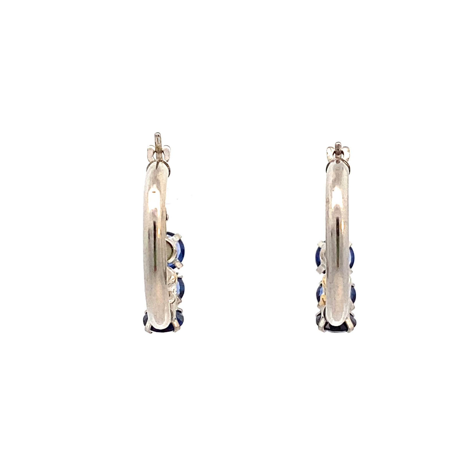 10K White Gold Blue Stone Earrings