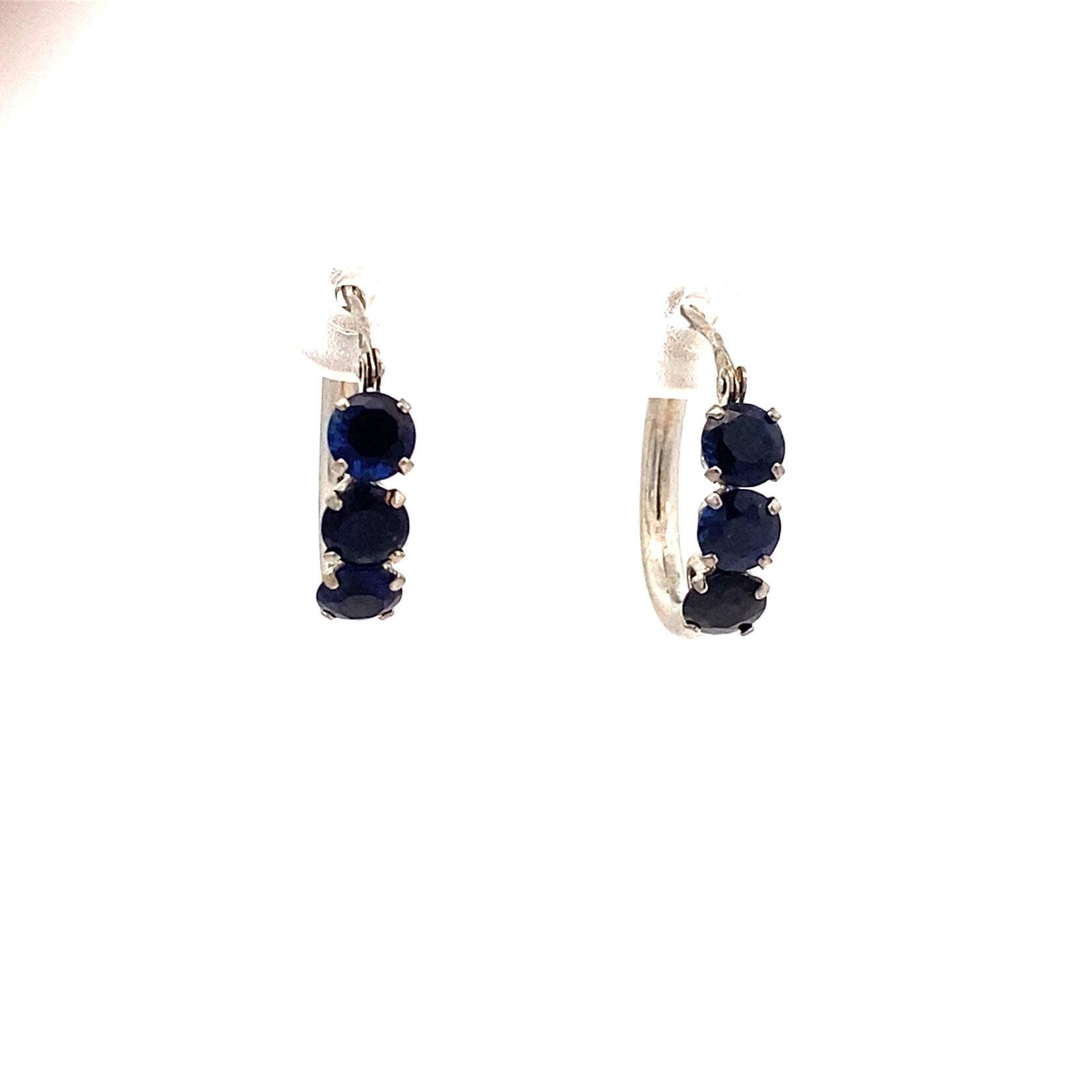 10K White Gold Blue Stone Earrings