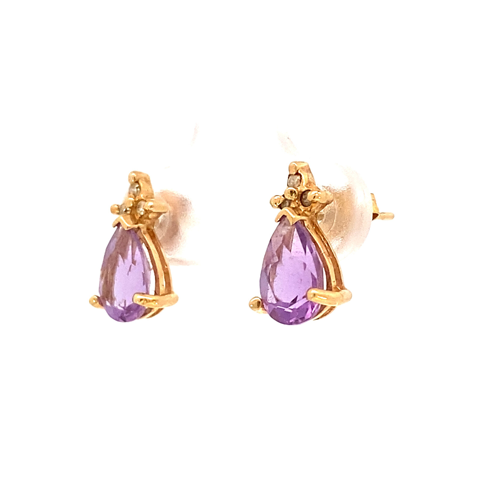 14K Yellow Gold Amethyst Earrings