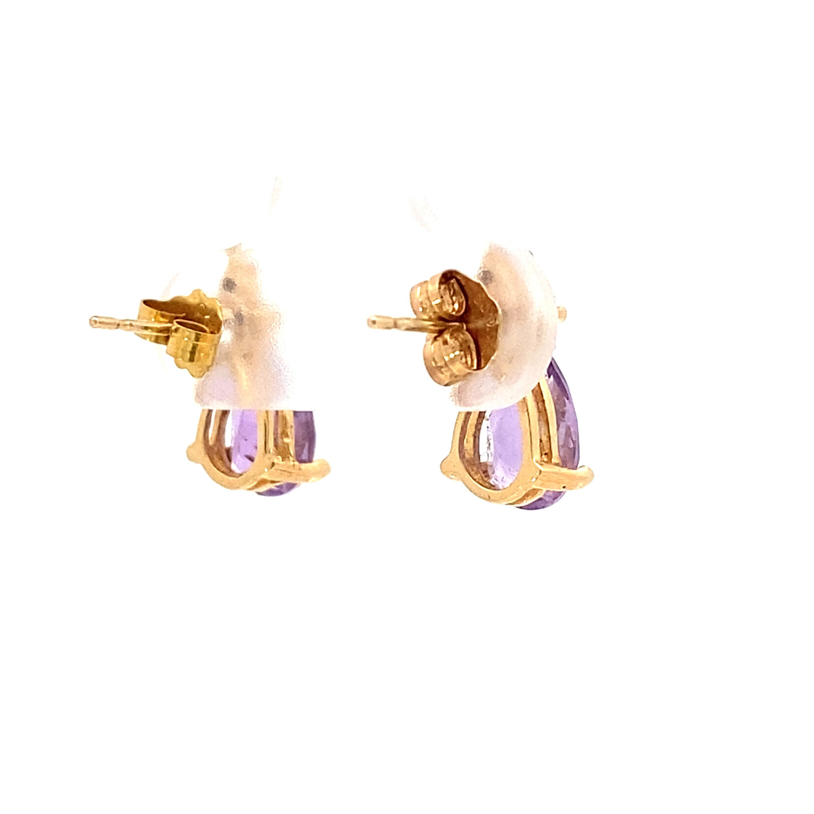 14K Yellow Gold Amethyst Earrings