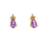 14K Yellow Gold Amethyst Earrings