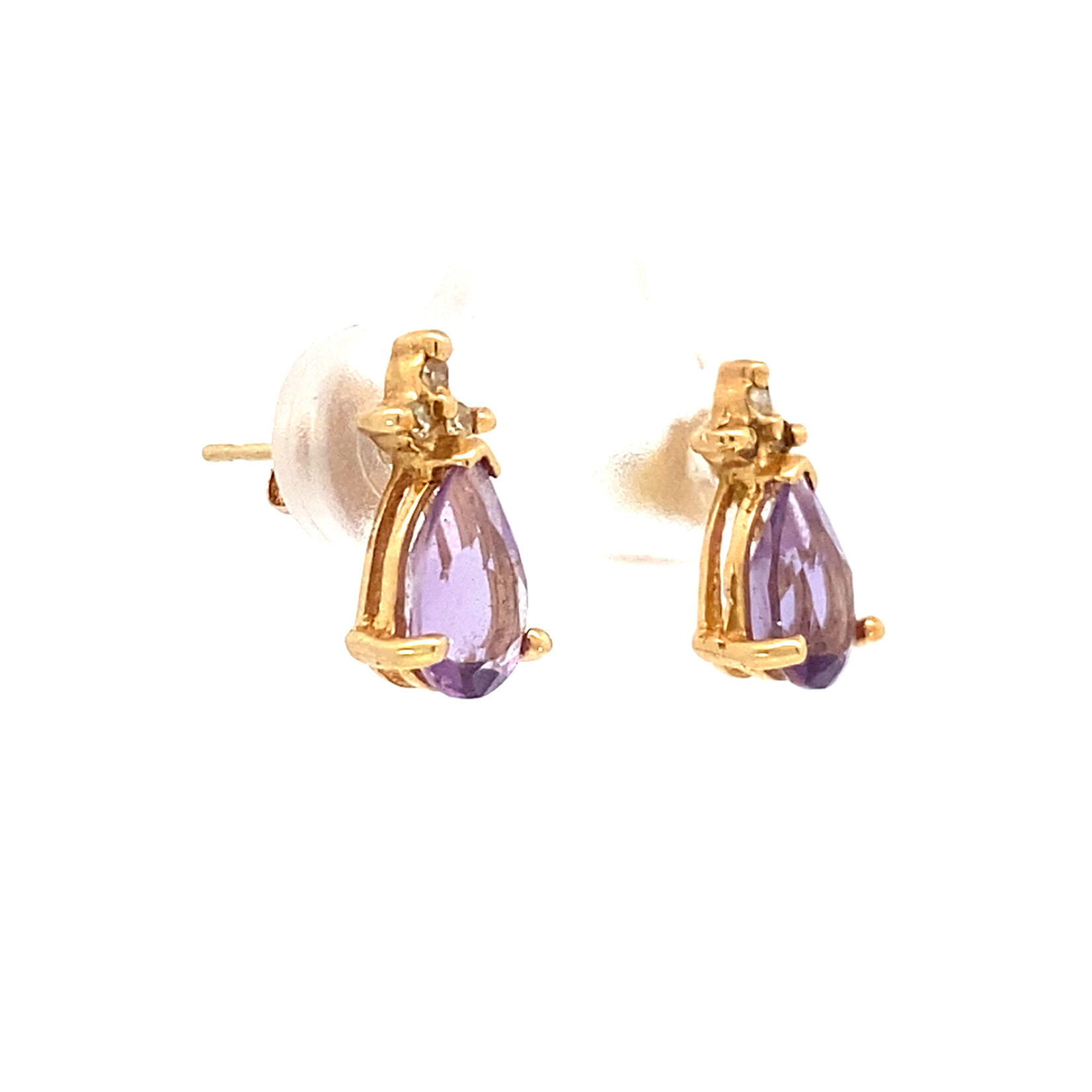 14K Yellow Gold Amethyst Earrings