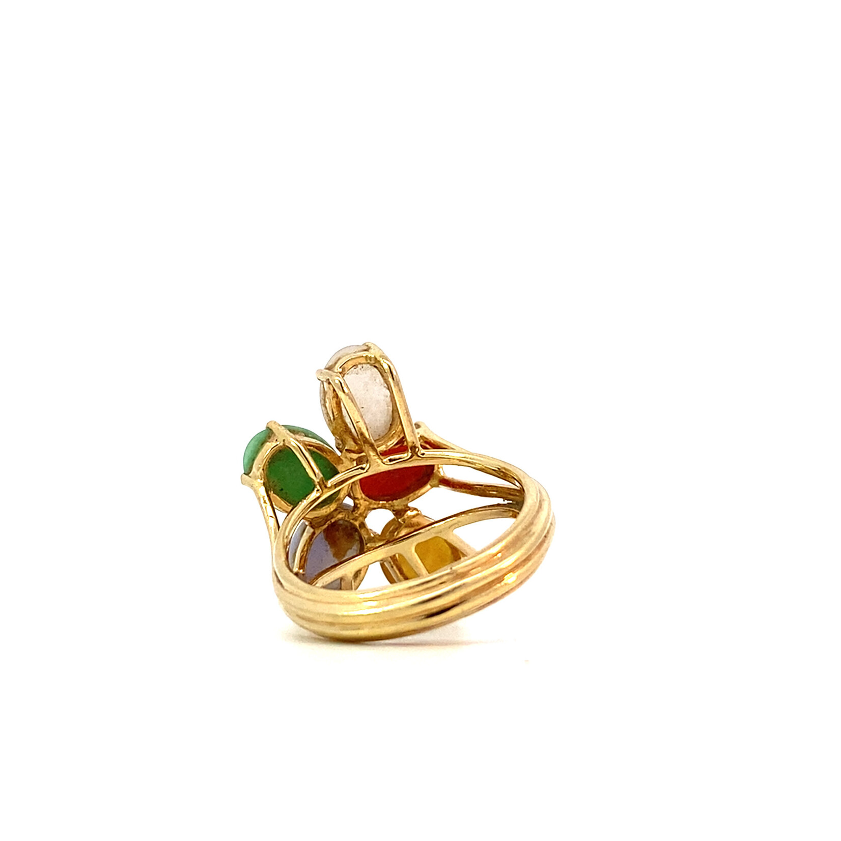 14K Yellow Gold Multi Jade Ring sz 4