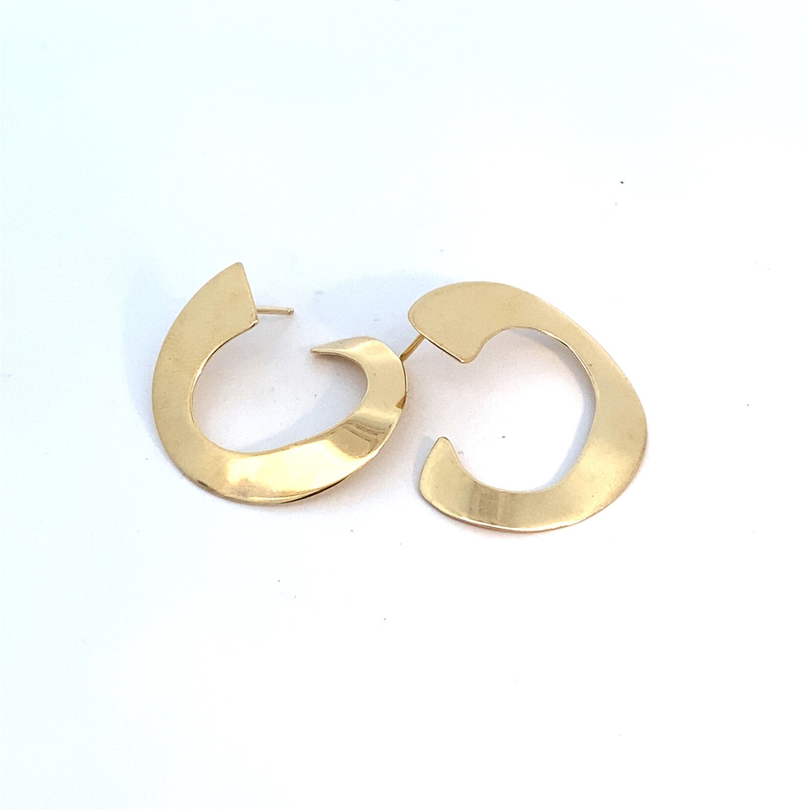 14K Yellow Gold Flat Loop Earrings