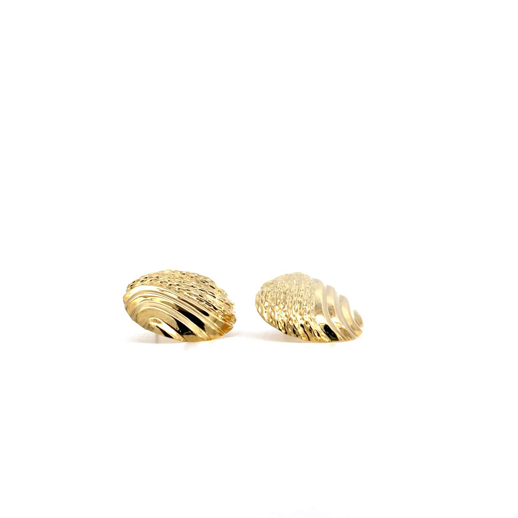 14K Yellow Gold Textured Dome Earrings