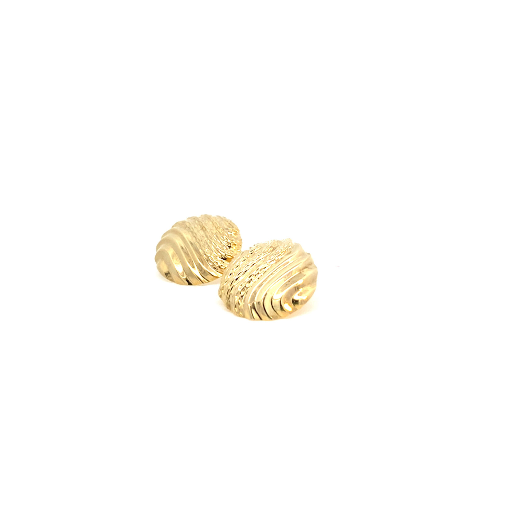 14K Yellow Gold Textured Dome Earrings