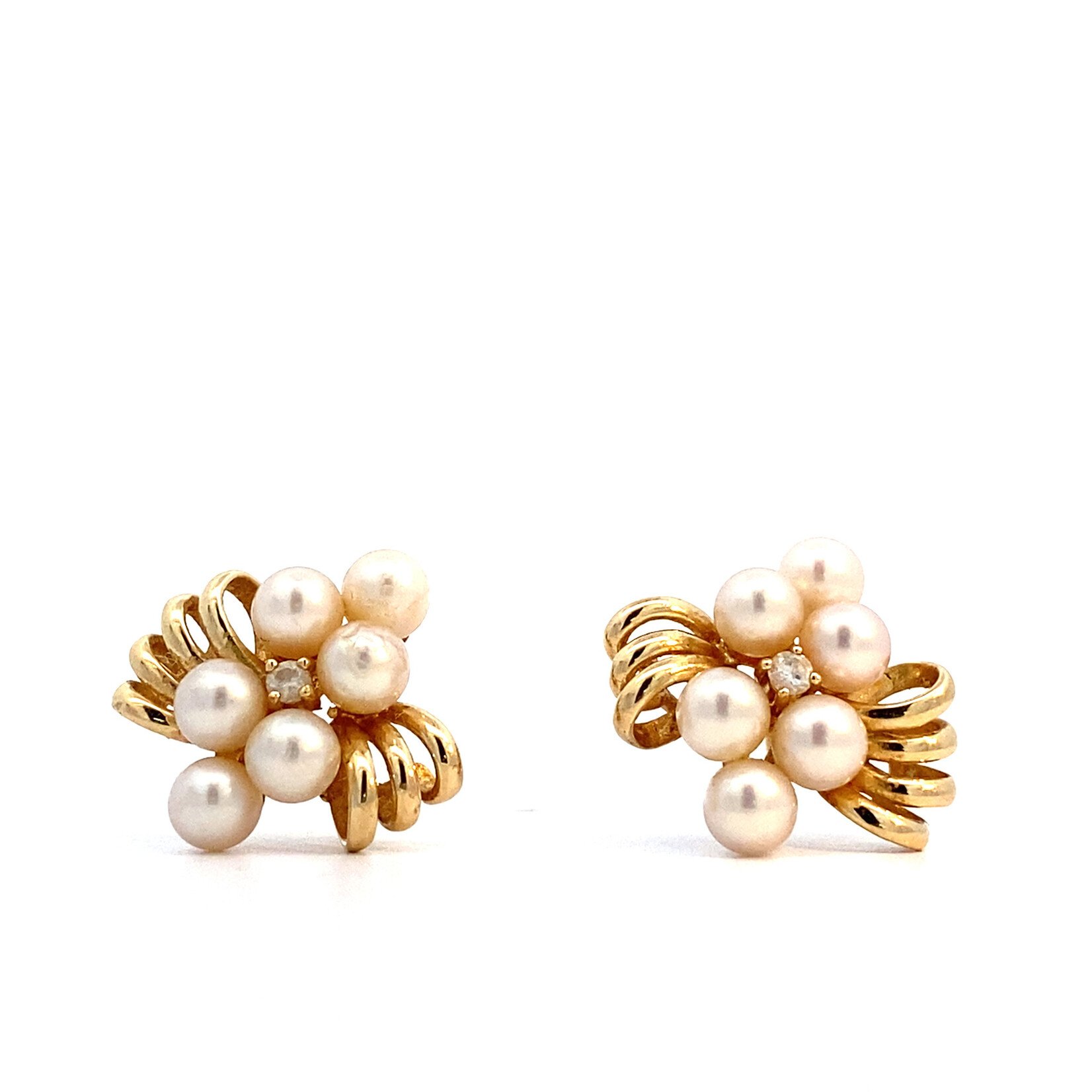 14K Yellow Gold Small Akoya Pearl Earrings