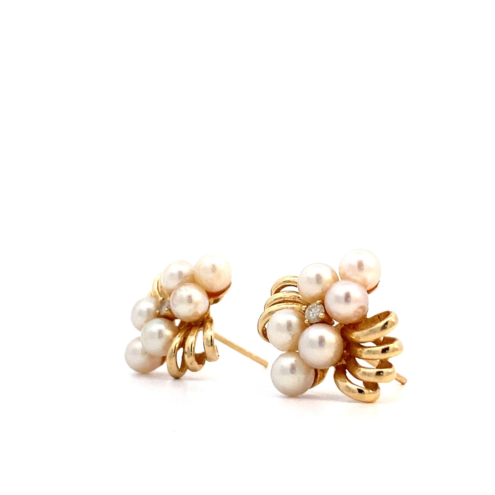 14K Yellow Gold Small Akoya Pearl Earrings