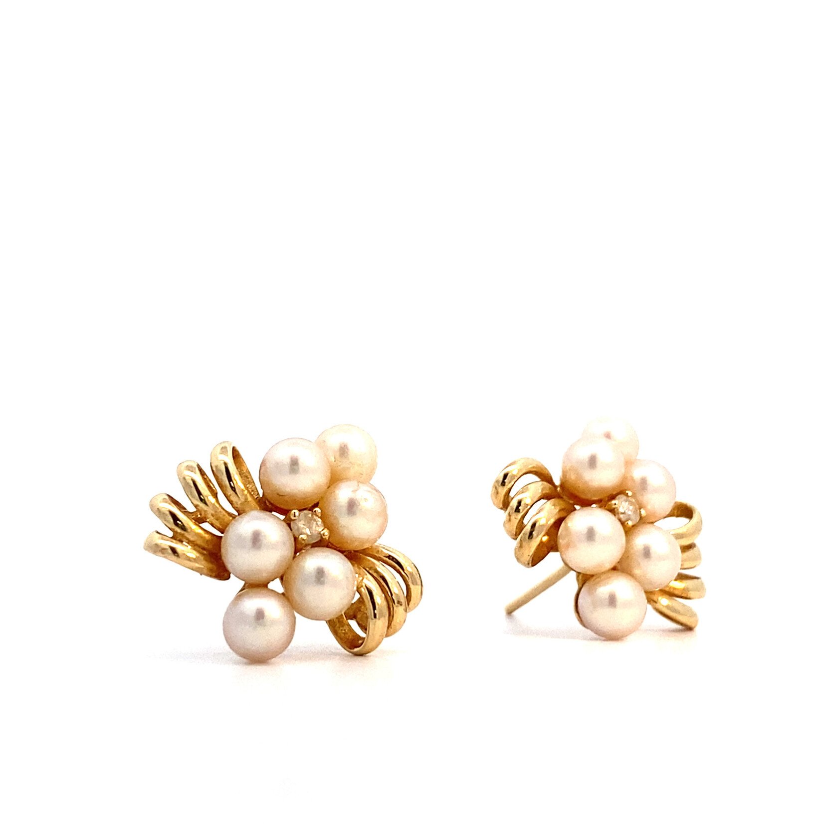 14K Yellow Gold Small Akoya Pearl Earrings