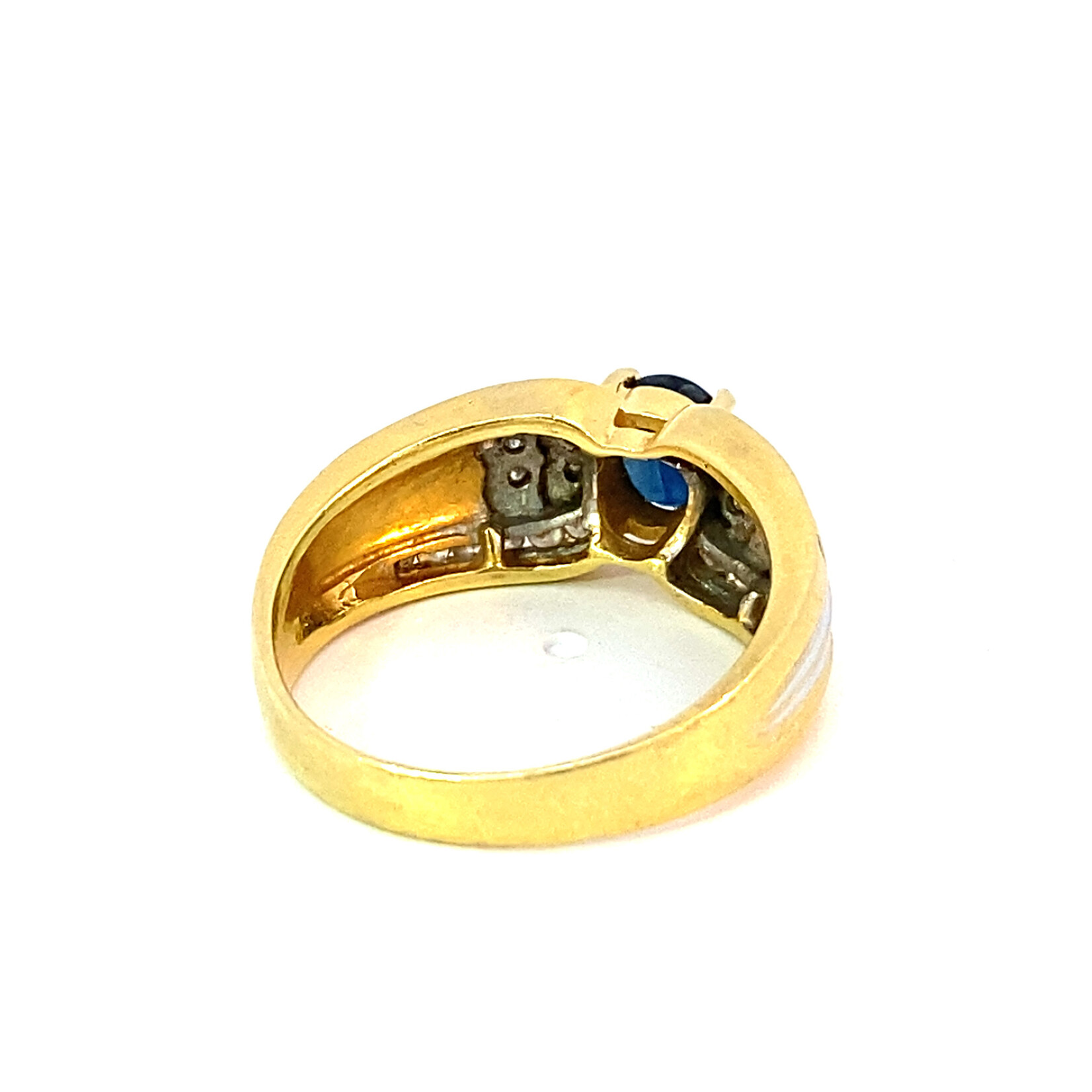 18K Yellow Gold Sapphire & Diamond Ring sz6 D+/-.28ctw S+/-.74ct