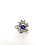 14K White Gold Sapphire & Diamond Ring sz5.75 D+/-.36cttw S.75ct