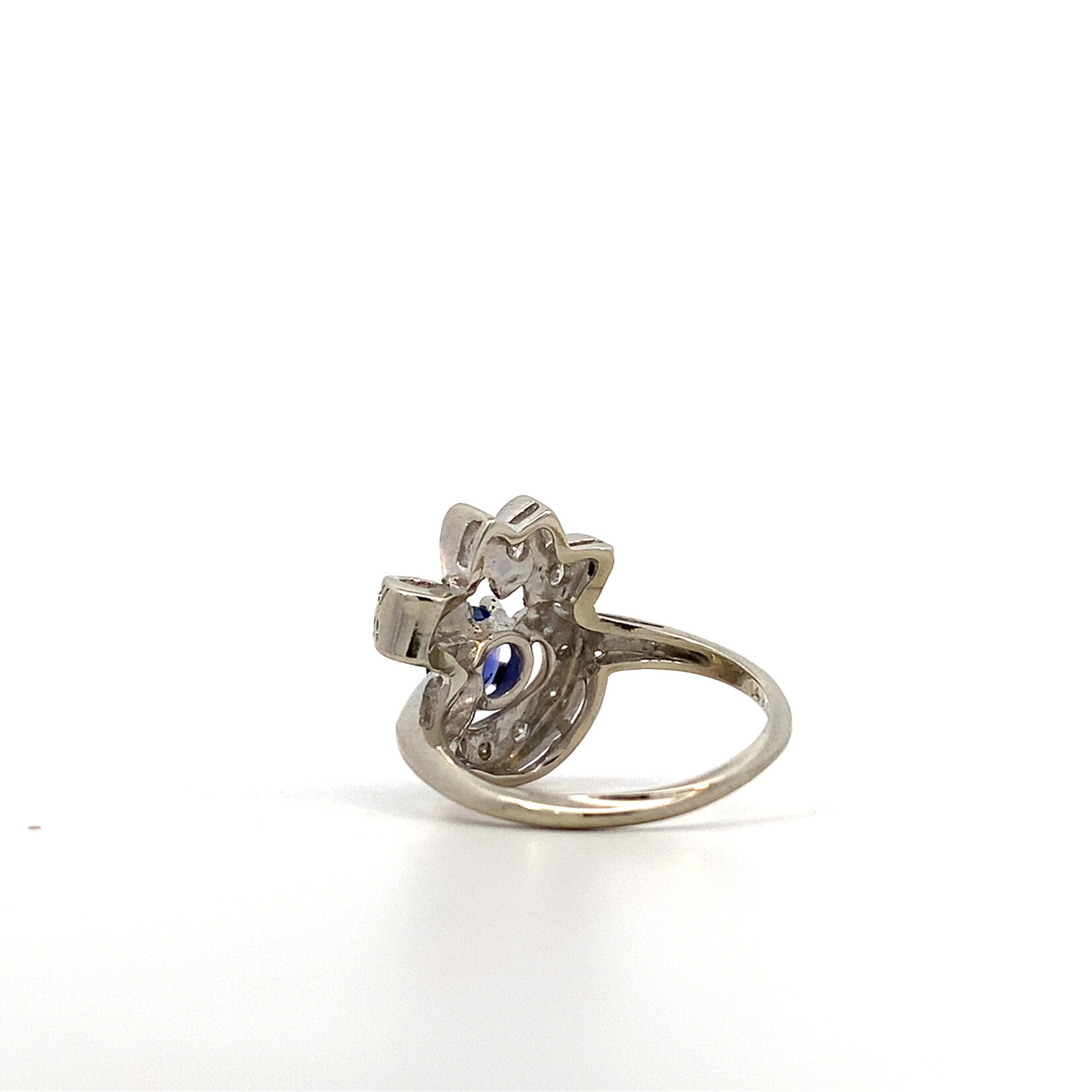 14K White Gold Sapphire & Diamond Ring sz5.75 D+/-.36cttw S.75ct