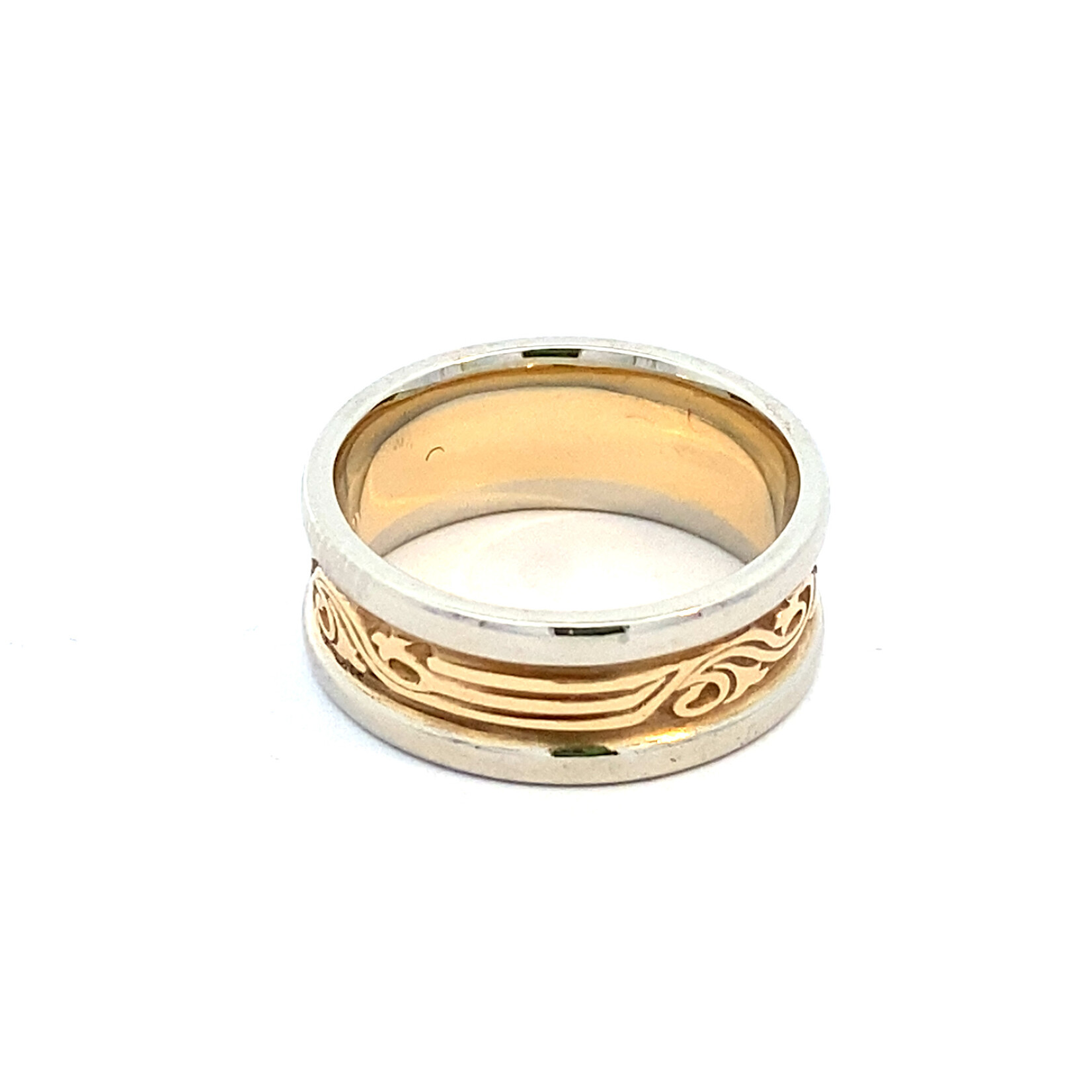 14K Two Tone Engraved Ring size 5