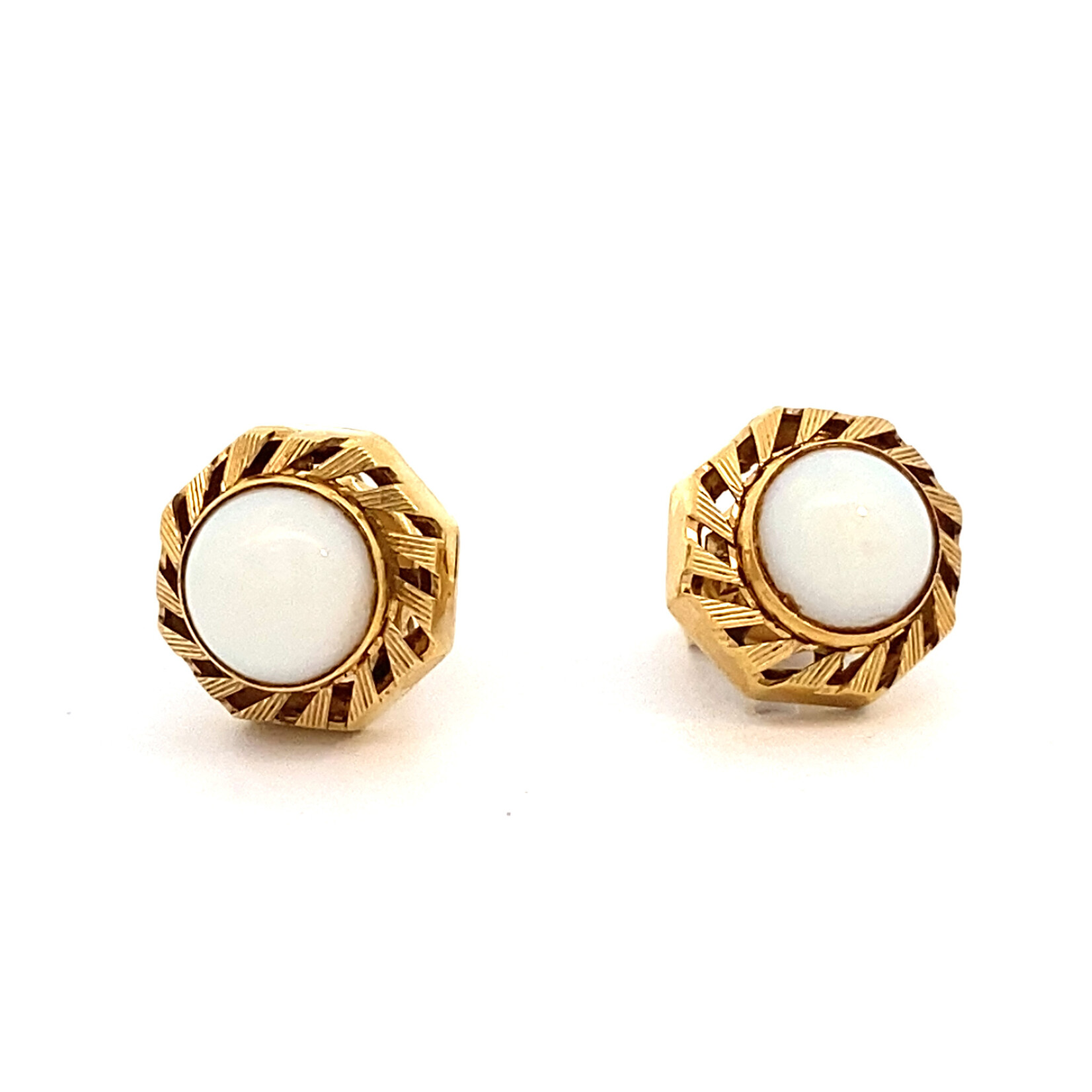 14K Yellow Gold Opal Earrings