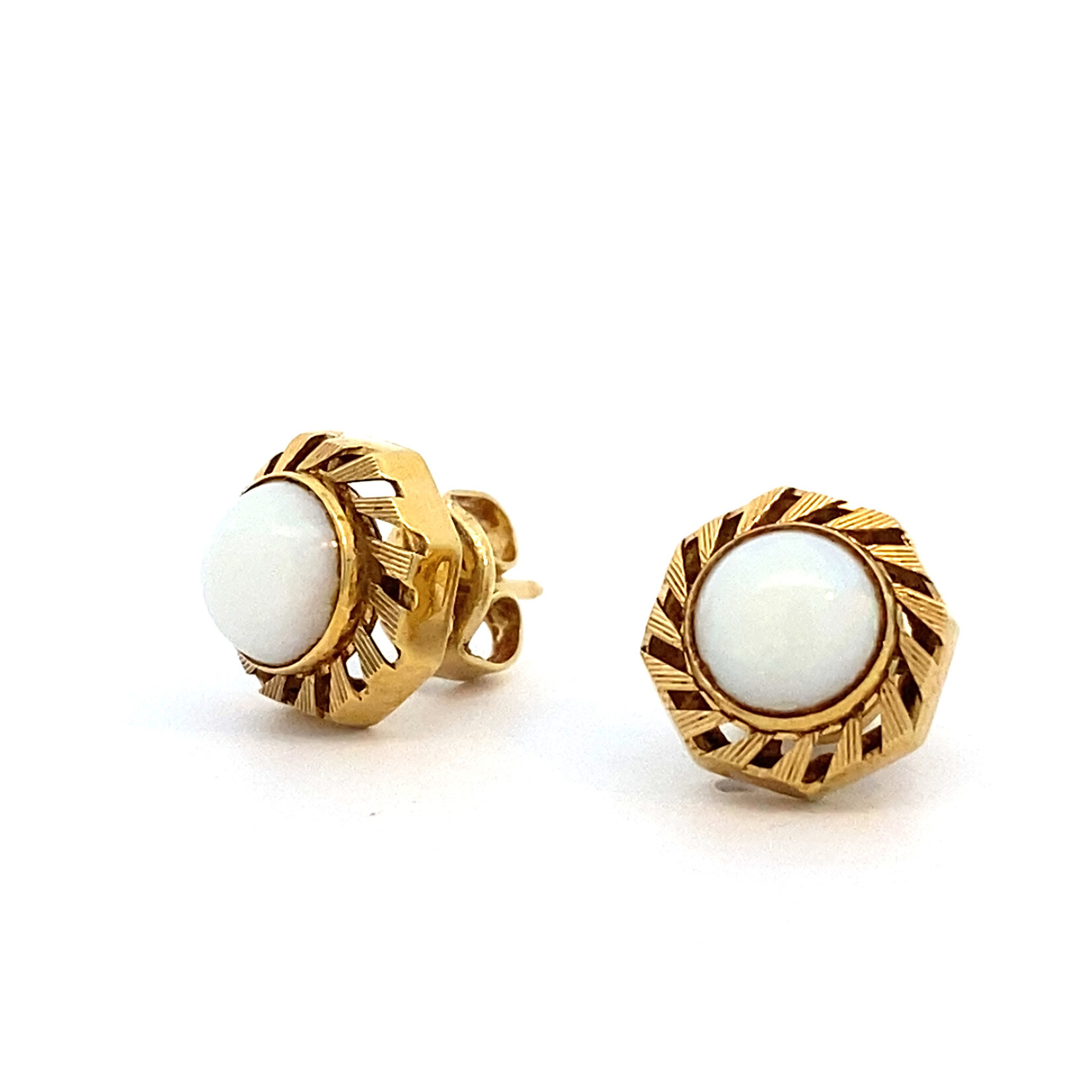 14K Yellow Gold Opal Earrings