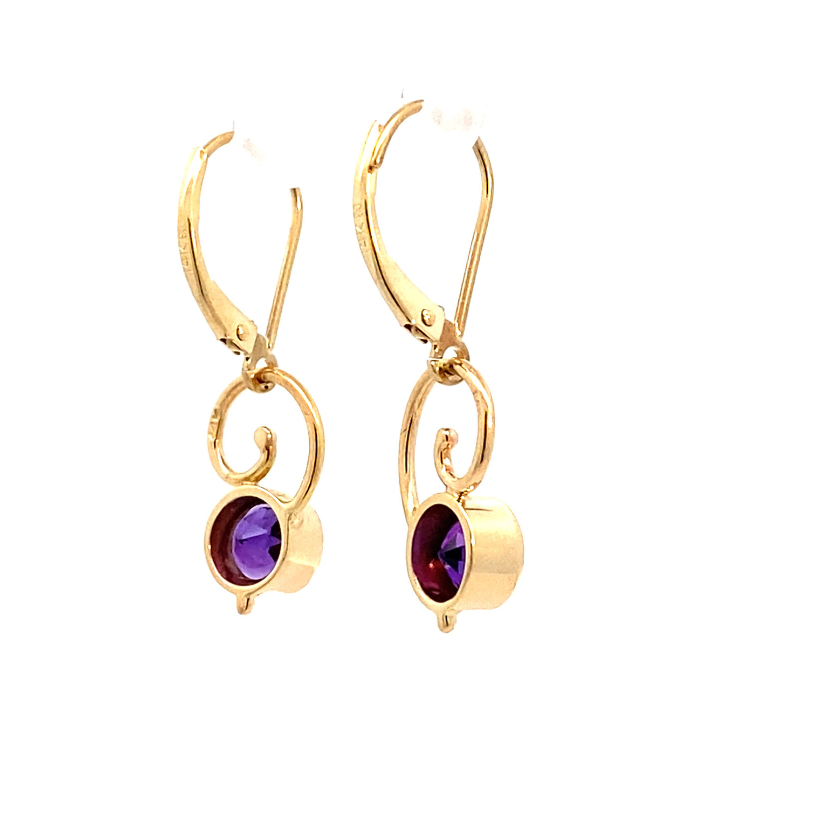 14K Yellow Gold Amethyst Dangles
