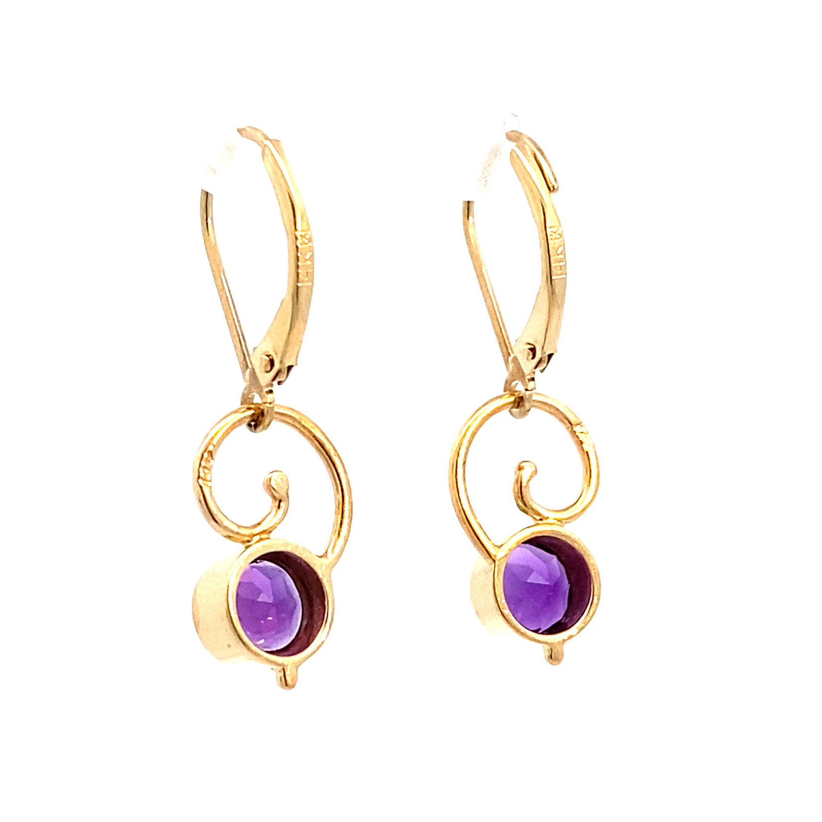 14K Yellow Gold Amethyst Dangles