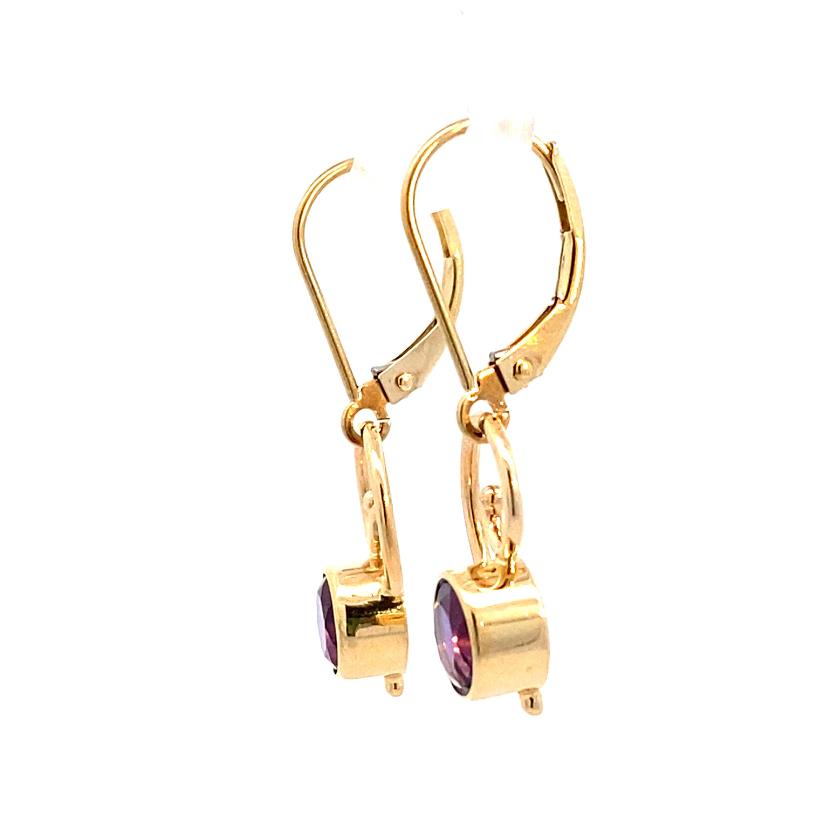14K Yellow Gold Amethyst Dangles