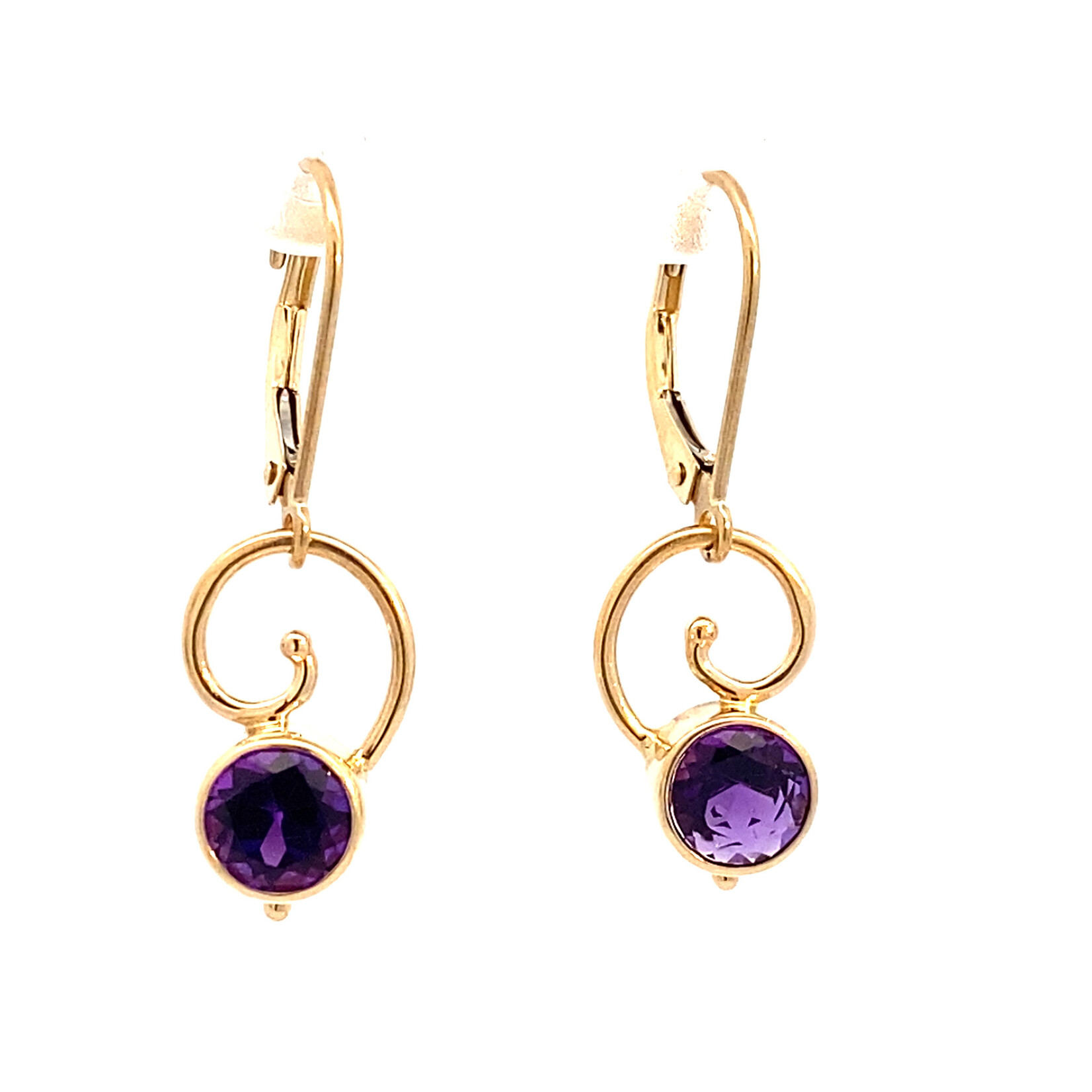 14K Yellow Gold Amethyst Dangles