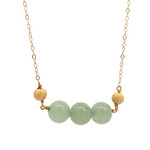 Gold Filled 20" 8mm Green Quartz with 14K Yellow Gold Star Dust bead necklace