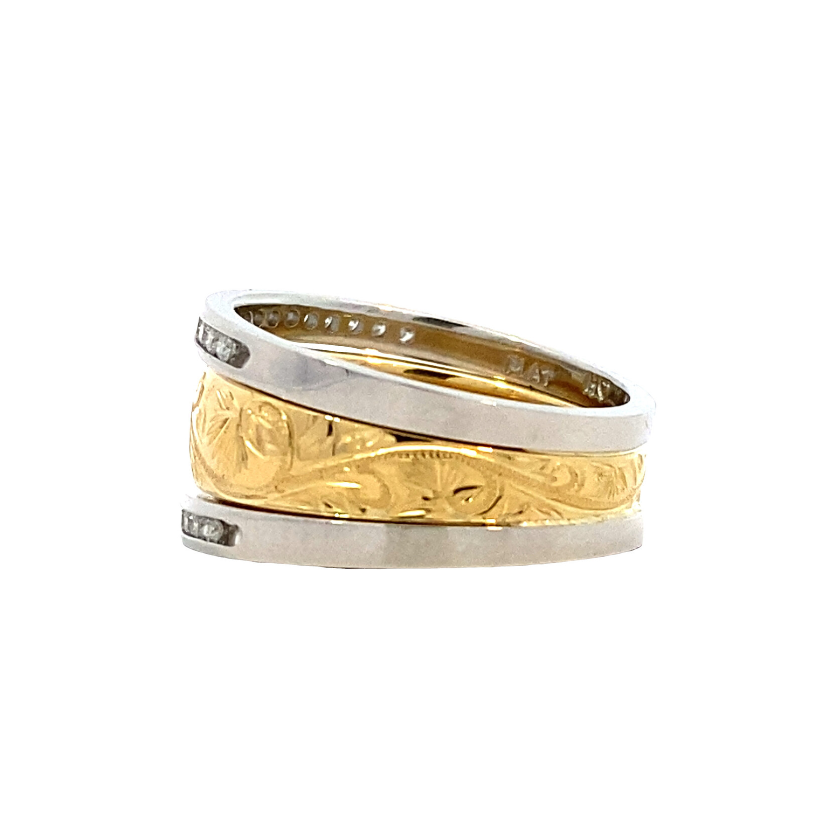 Lehua Blossom 18K Yellow Gold & Platinum 11mm DTRS LB GH/VS D.30cttw sz7.5