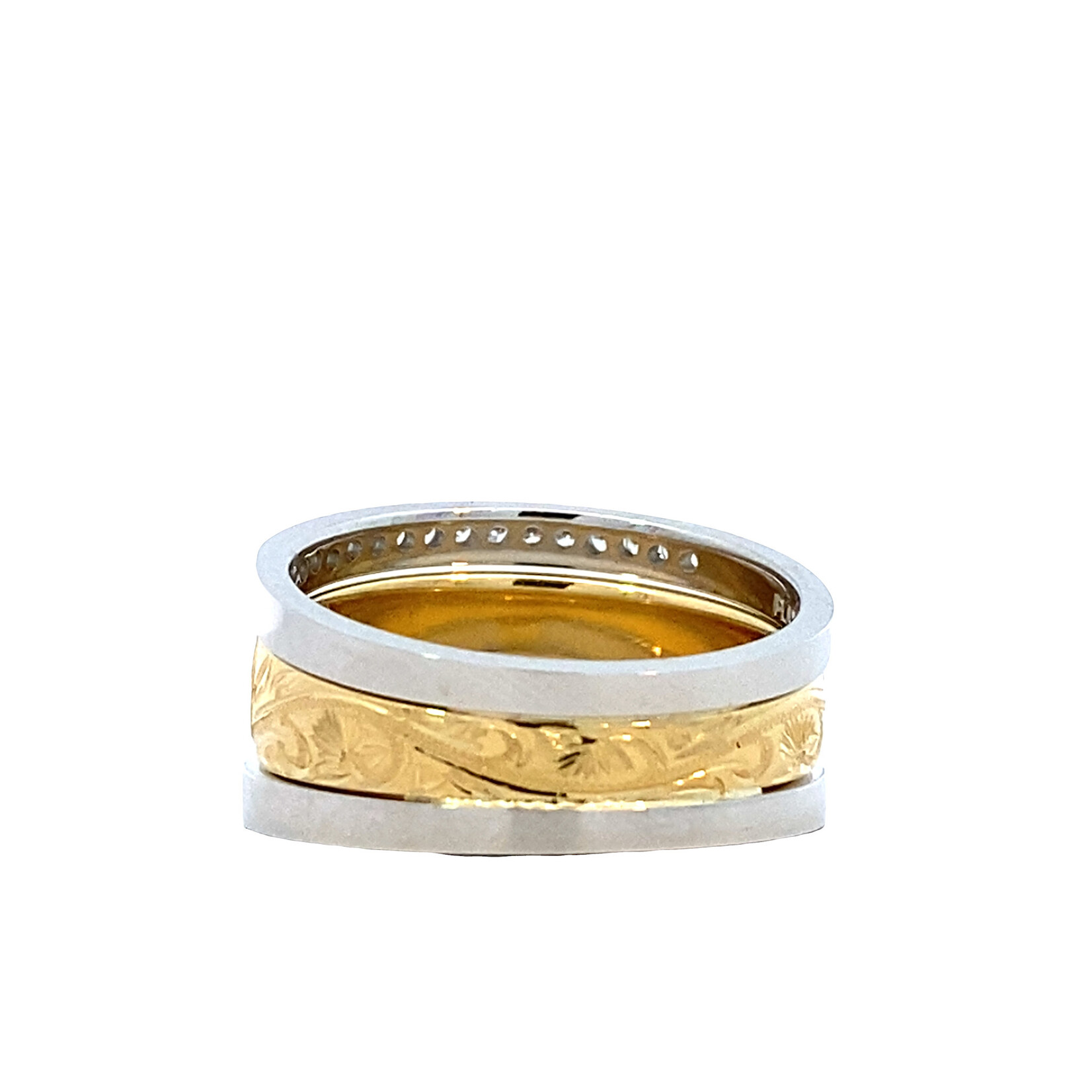 Lehua Blossom 18K Yellow Gold & Platinum 11mm DTRS LB GH/VS D.30cttw sz7.5