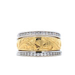 Lehua Blossom 18K Yellow Gold & Platinum 11mm DTRS LB GH/VS D.30cttw sz7.5