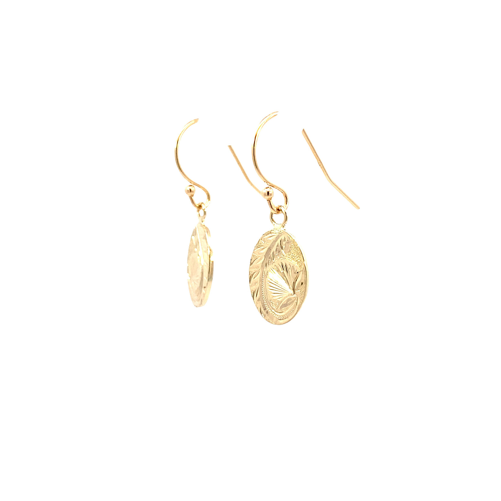 14K Yellow Gold Oval ʻŌhia Lehua Mini Dangle Earrings