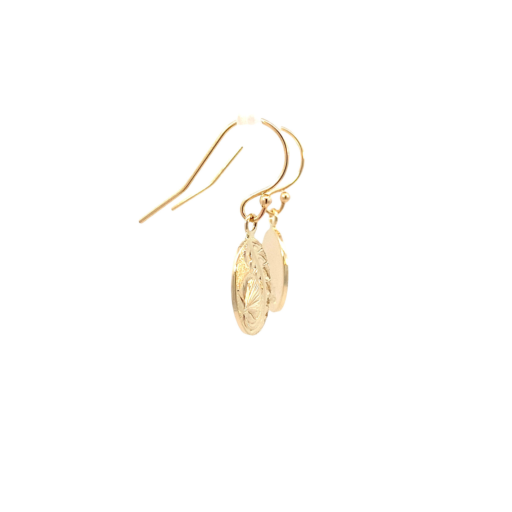 14K Yellow Gold Oval ʻŌhia Lehua Mini Dangle Earrings